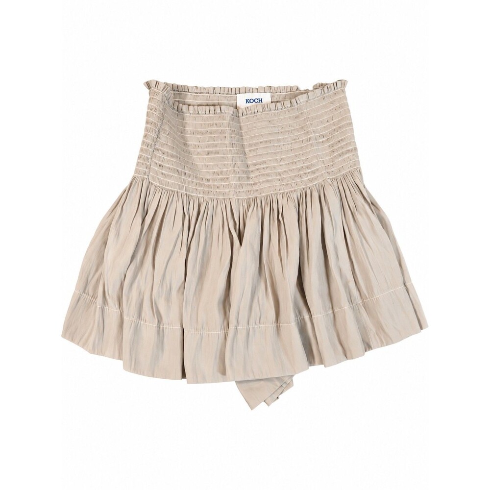 KOCH Smocked Ruffle Mini Skort Size Small Beige Romantic Boho Resort
